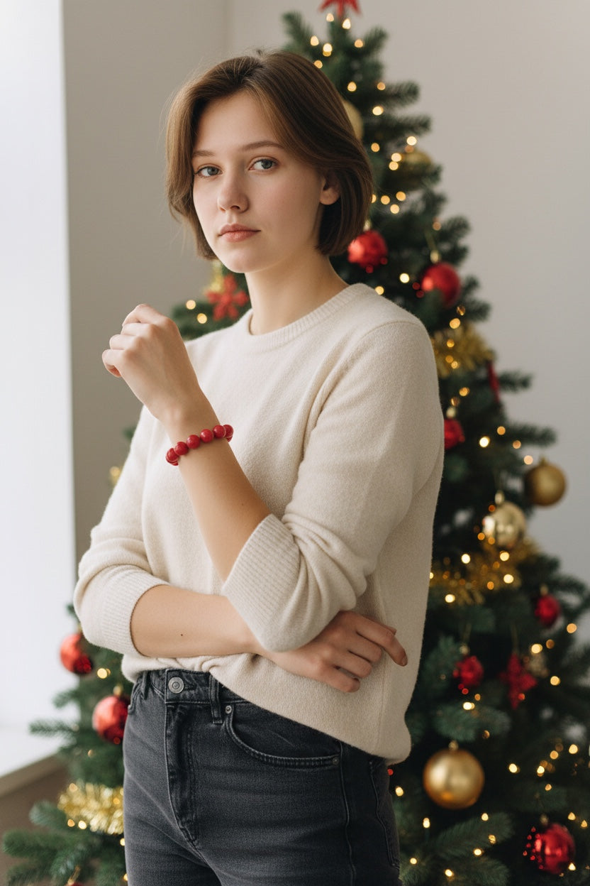 Red Holiday Bead Bracelet – Limited Edition