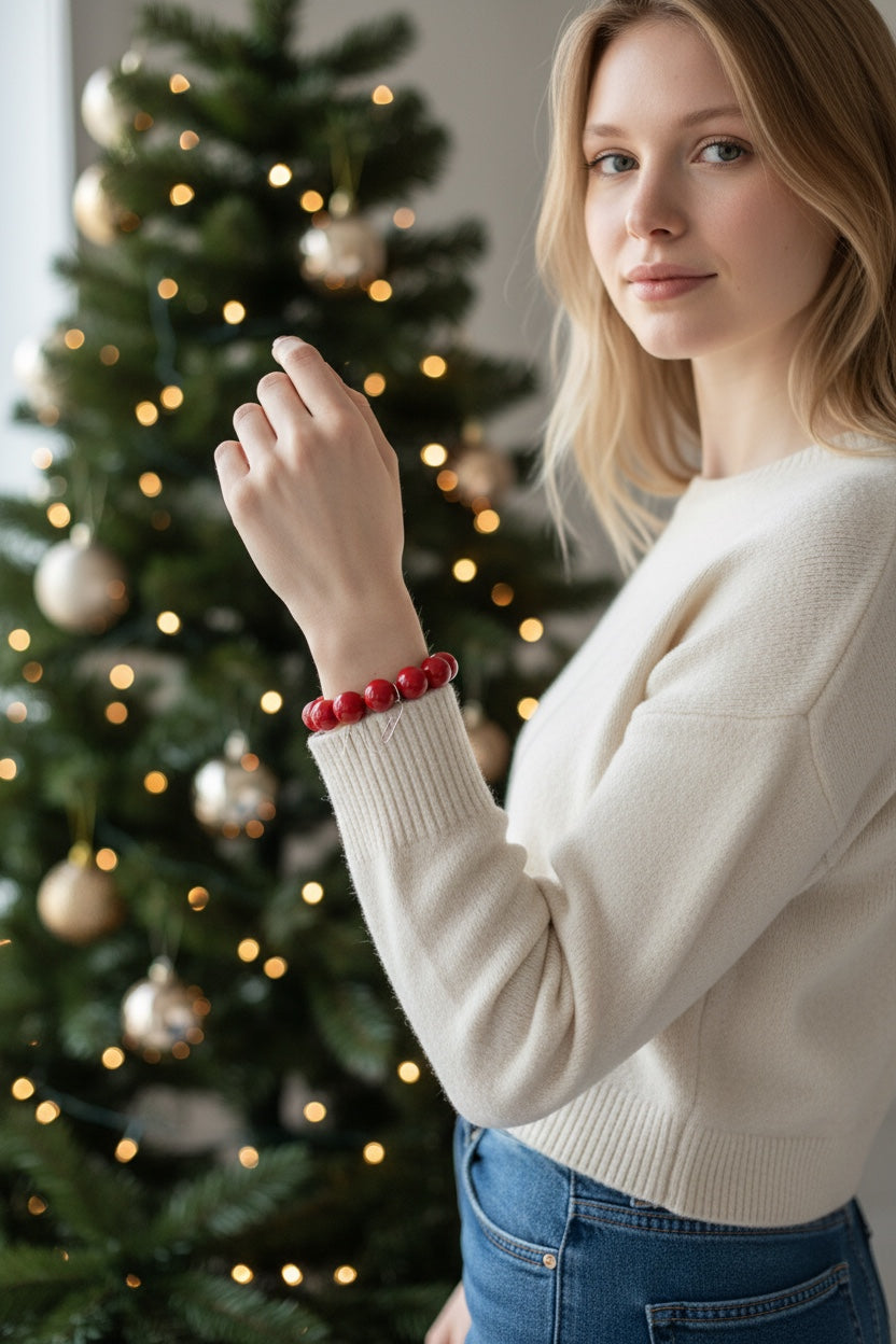 Red Holiday Bead Bracelet – Limited Edition